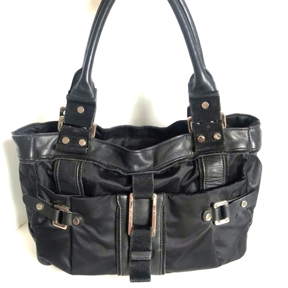 FURLA Leather & Suede Handbag Tote 💕 Black - Picture 1 of 15